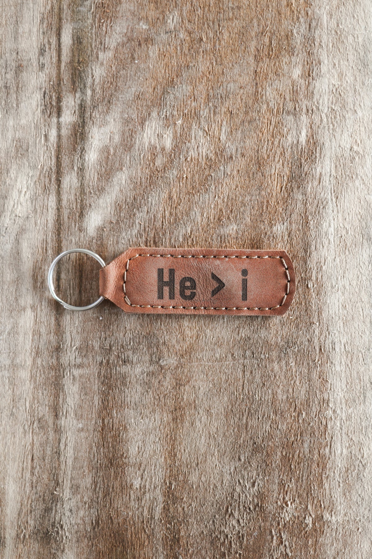 He &gt; i Key Fob Engraved Leather