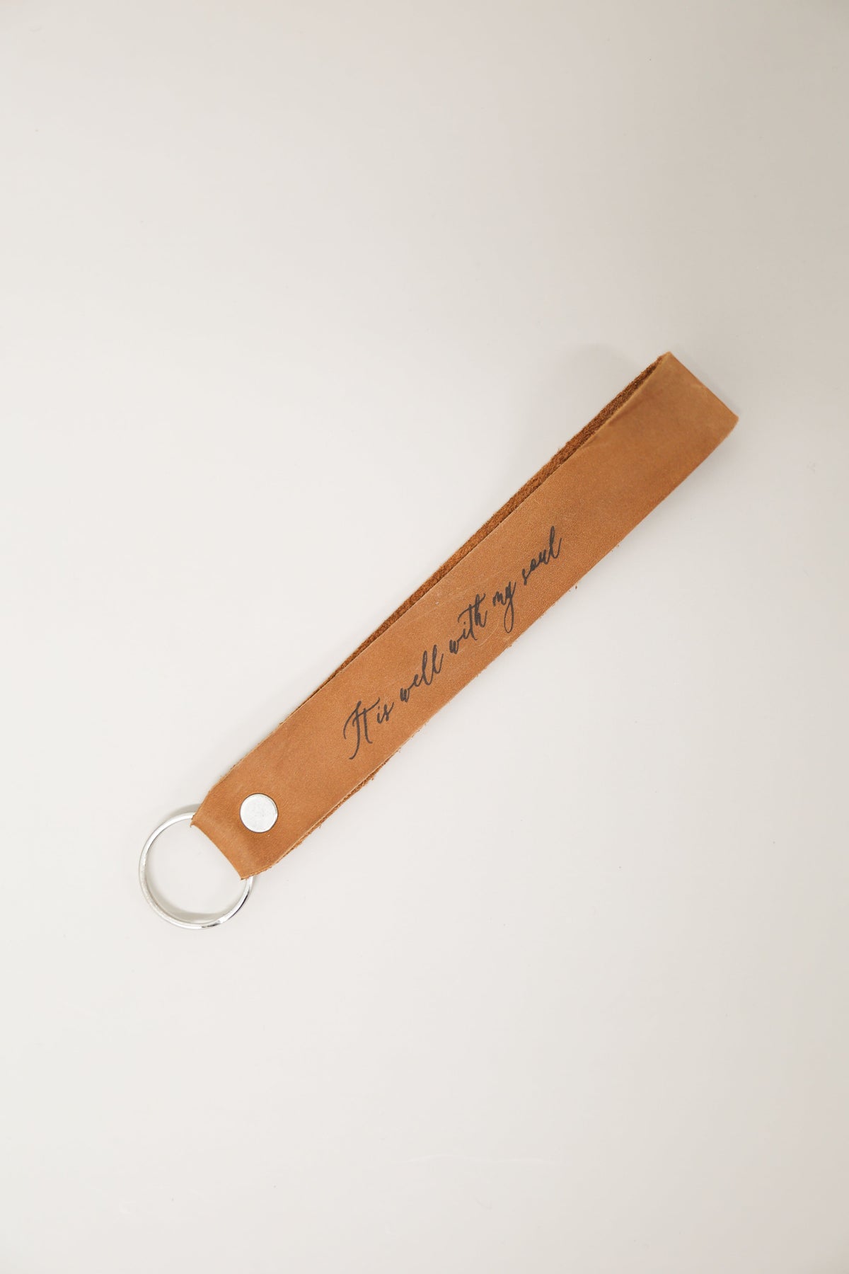 It Is Well With My Soul Wristlet Engraved Leather