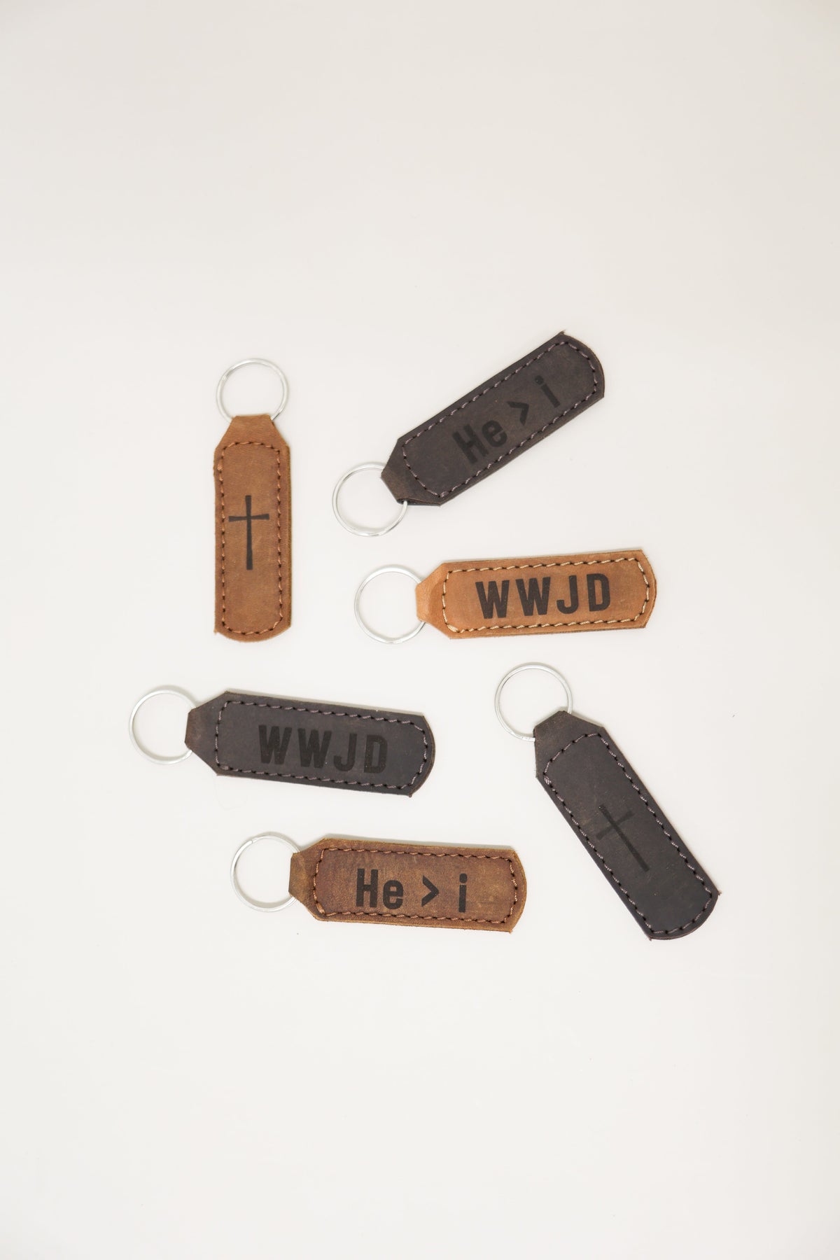 He &gt; i Key Fob Engraved Leather