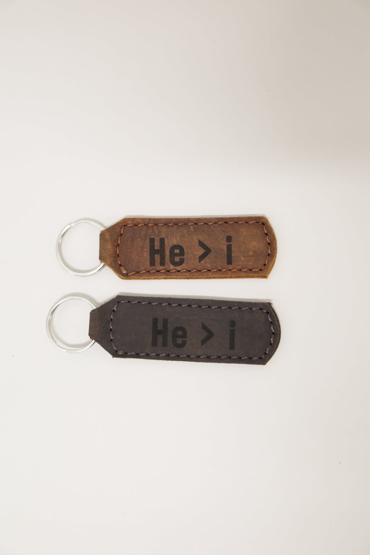 He &gt; i Key Fob Engraved Leather