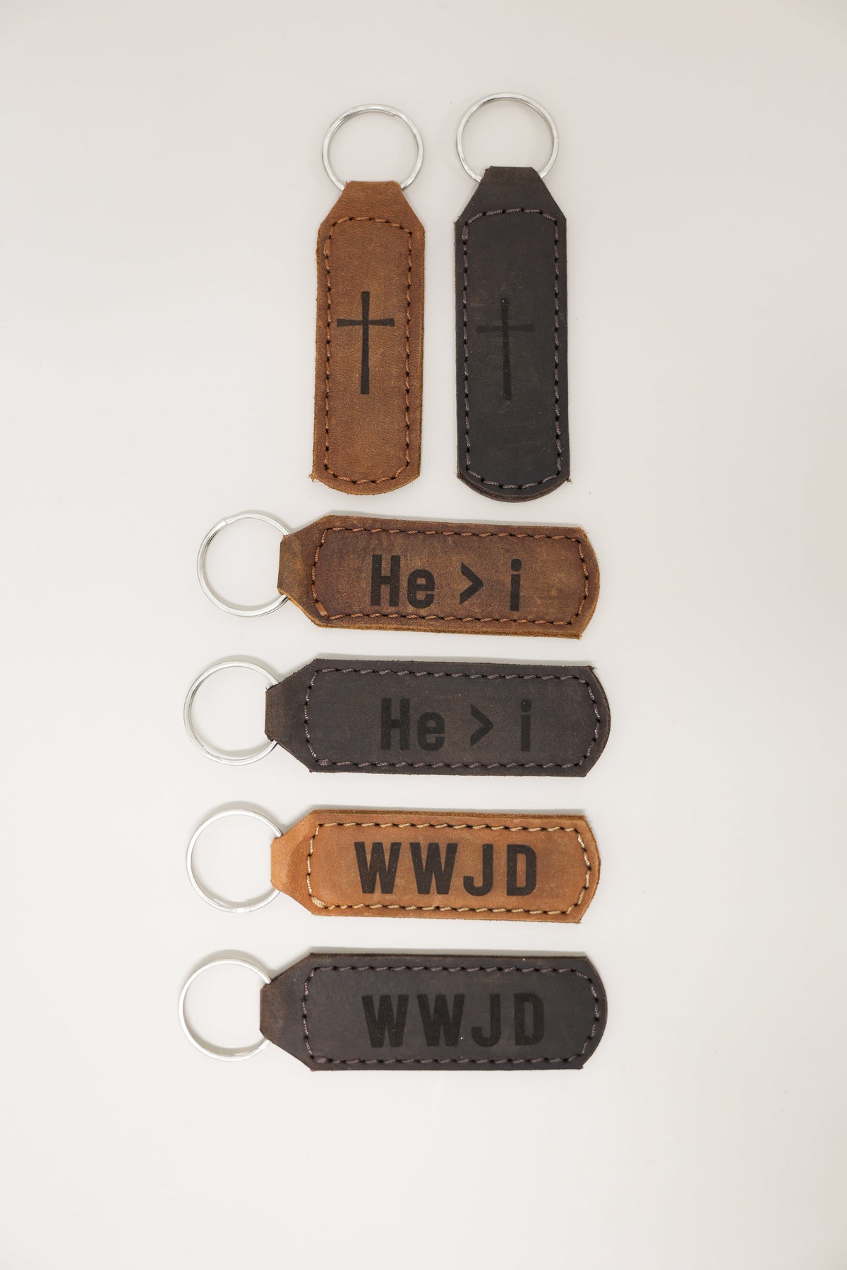 He &gt; i Key Fob Engraved Leather