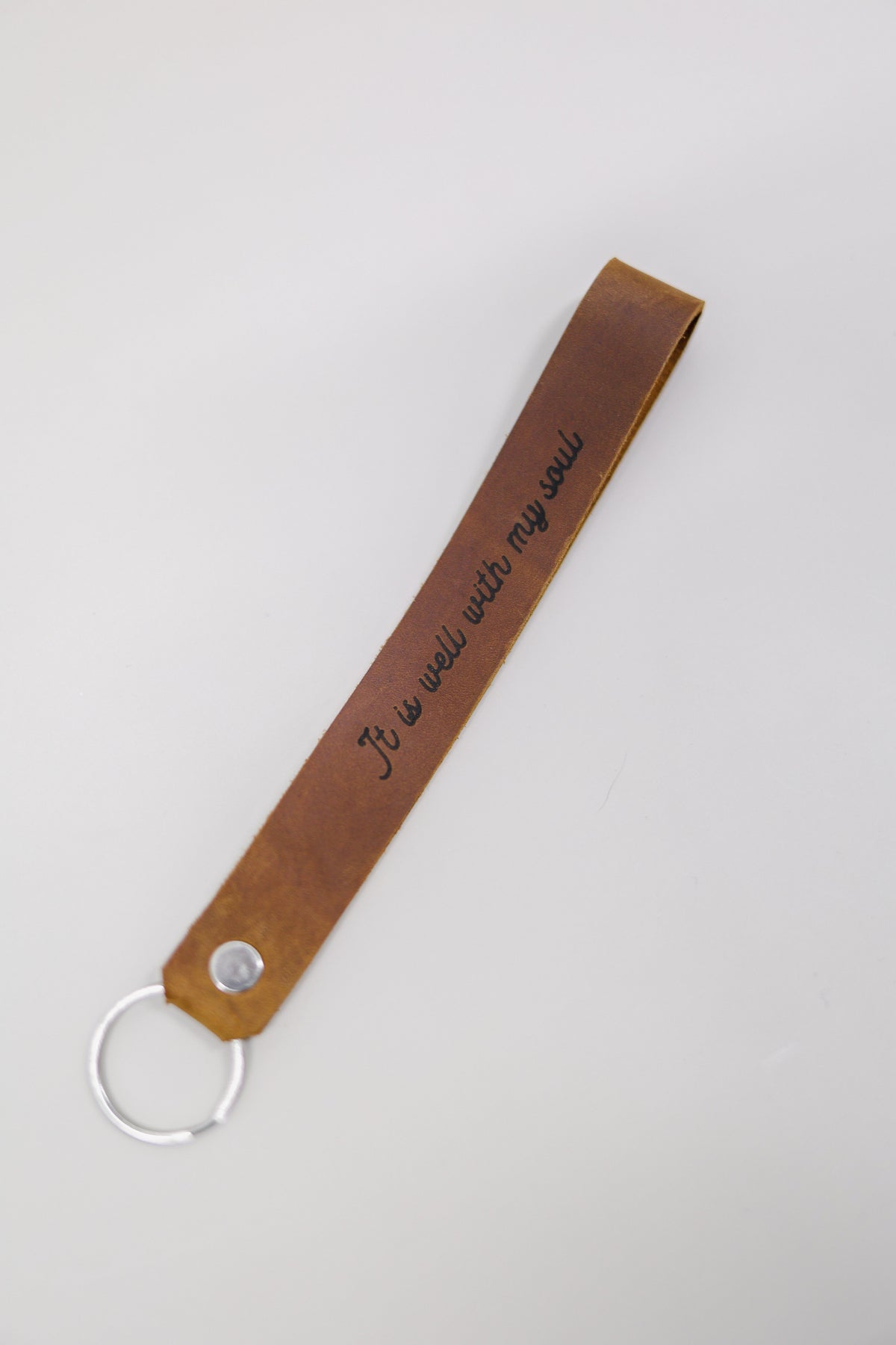 It Is Well With My Soul Wristlet Engraved Leather