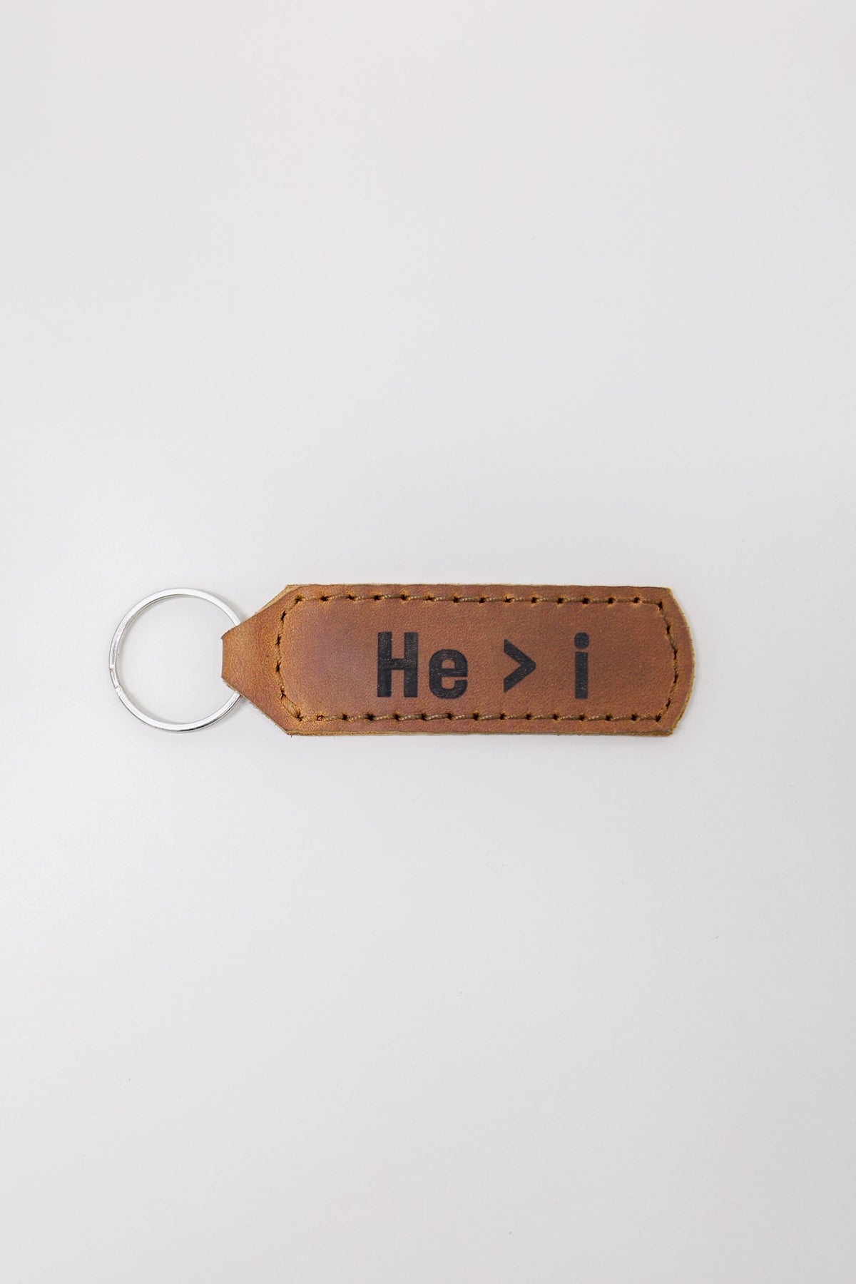He &gt; i Key Fob Engraved Leather