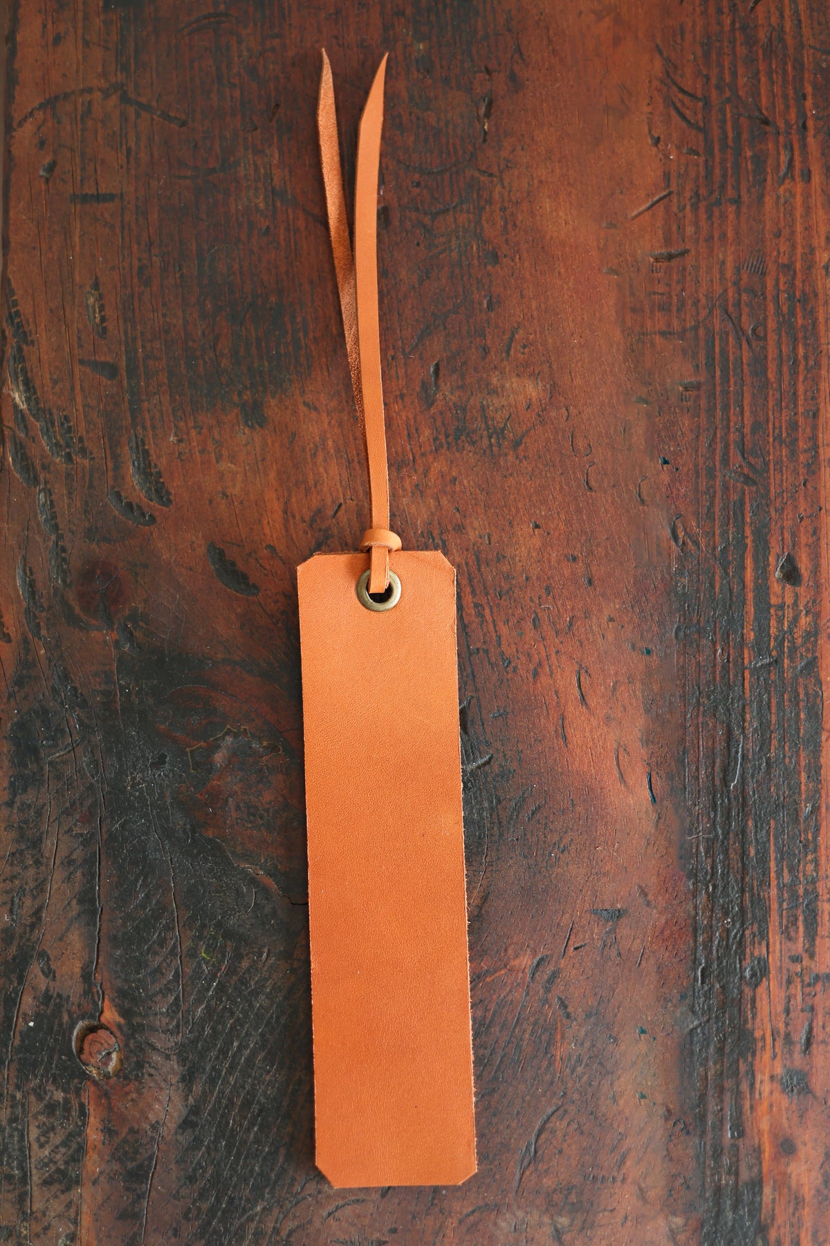 Custom Cognac Leather Bookmark