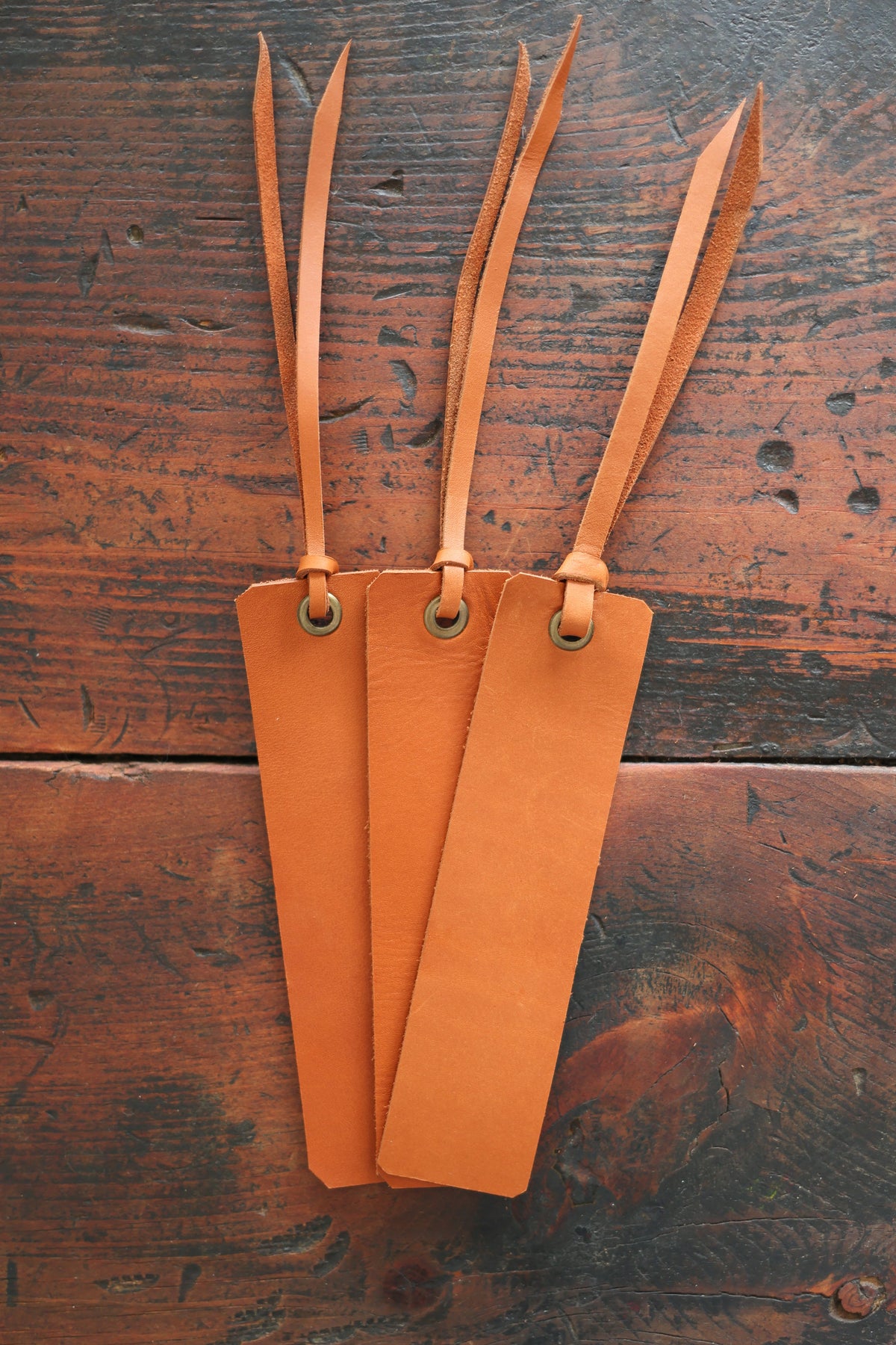 Custom Cognac Leather Bookmark