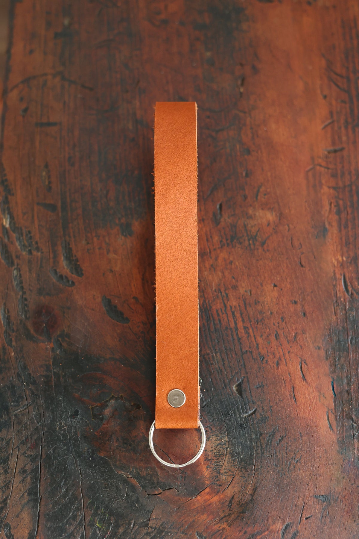 Custom Cognac Leather Keychain Wristlet