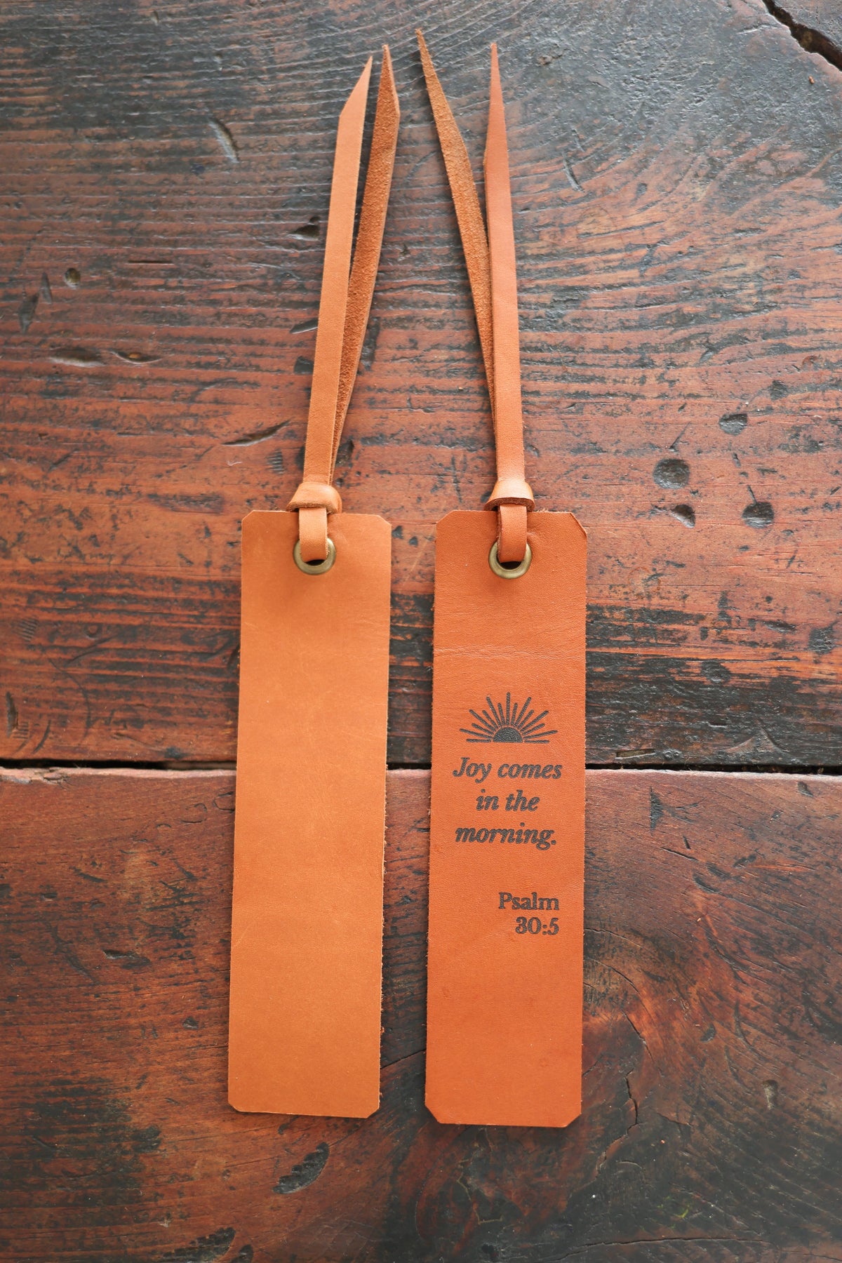 Custom Cognac Leather Bookmark