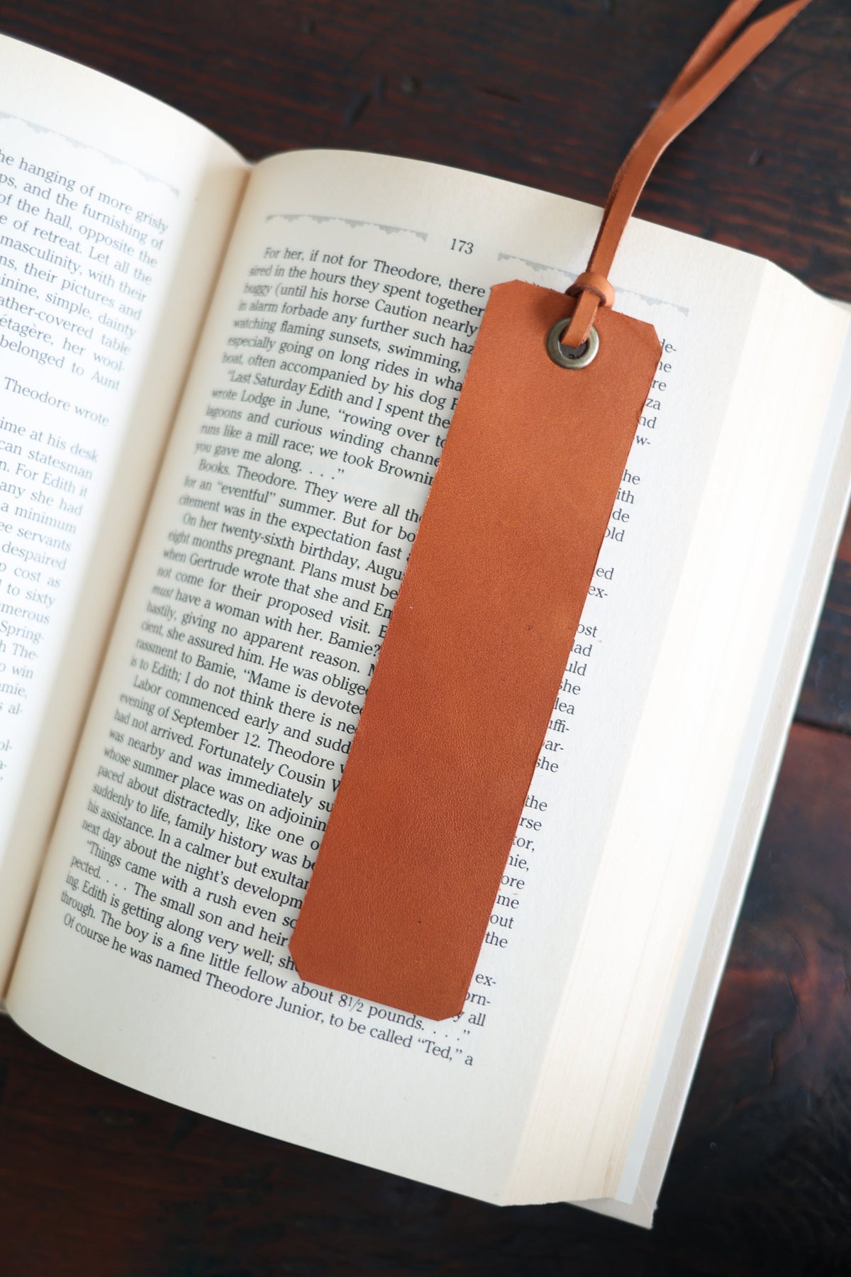 Cognac Leather Bookmark