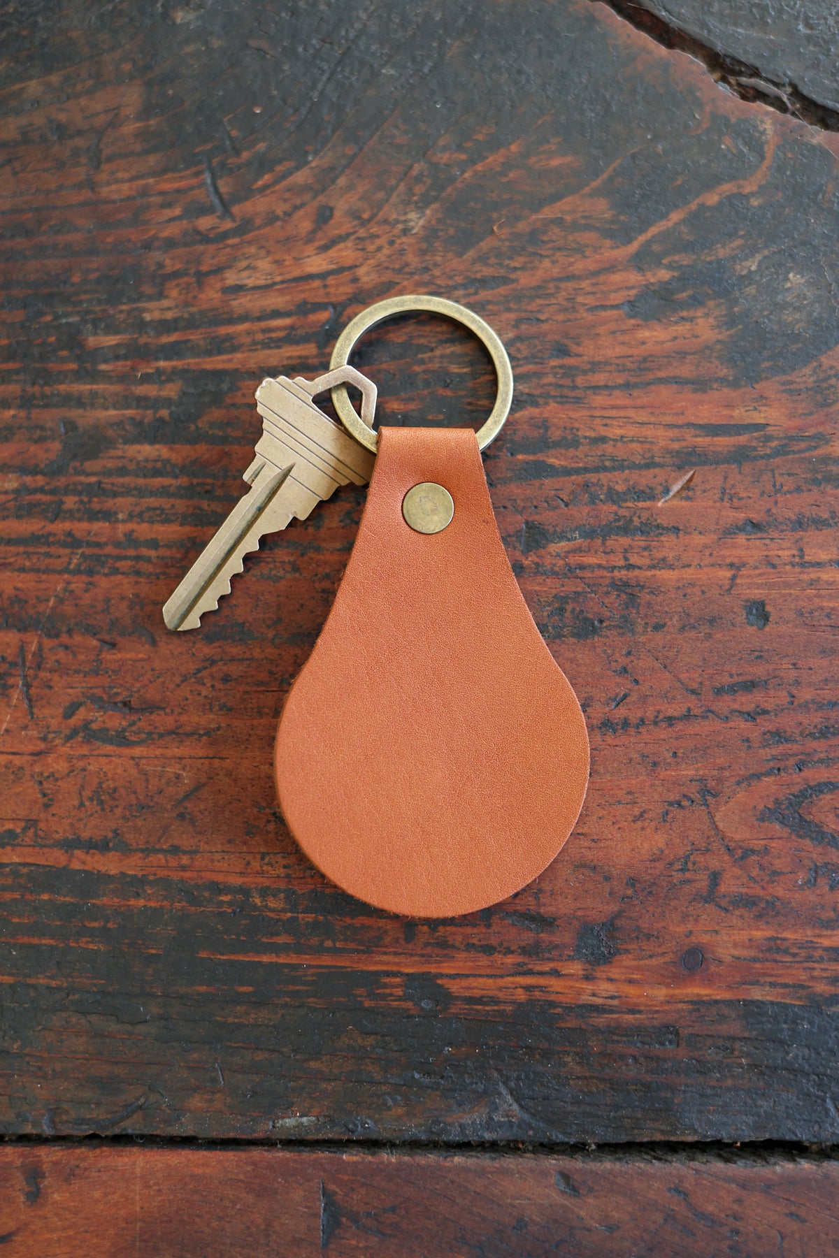 Custom Teardrop Leather Keychain