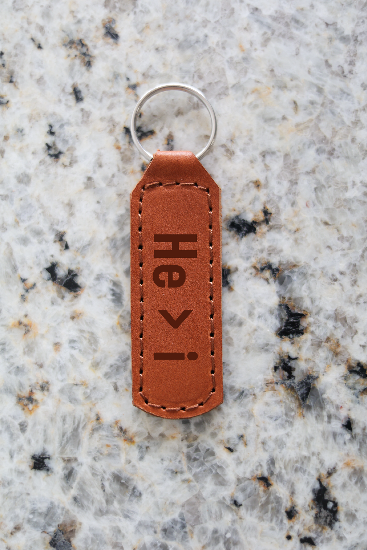 He > i Keychain Engraved Leather