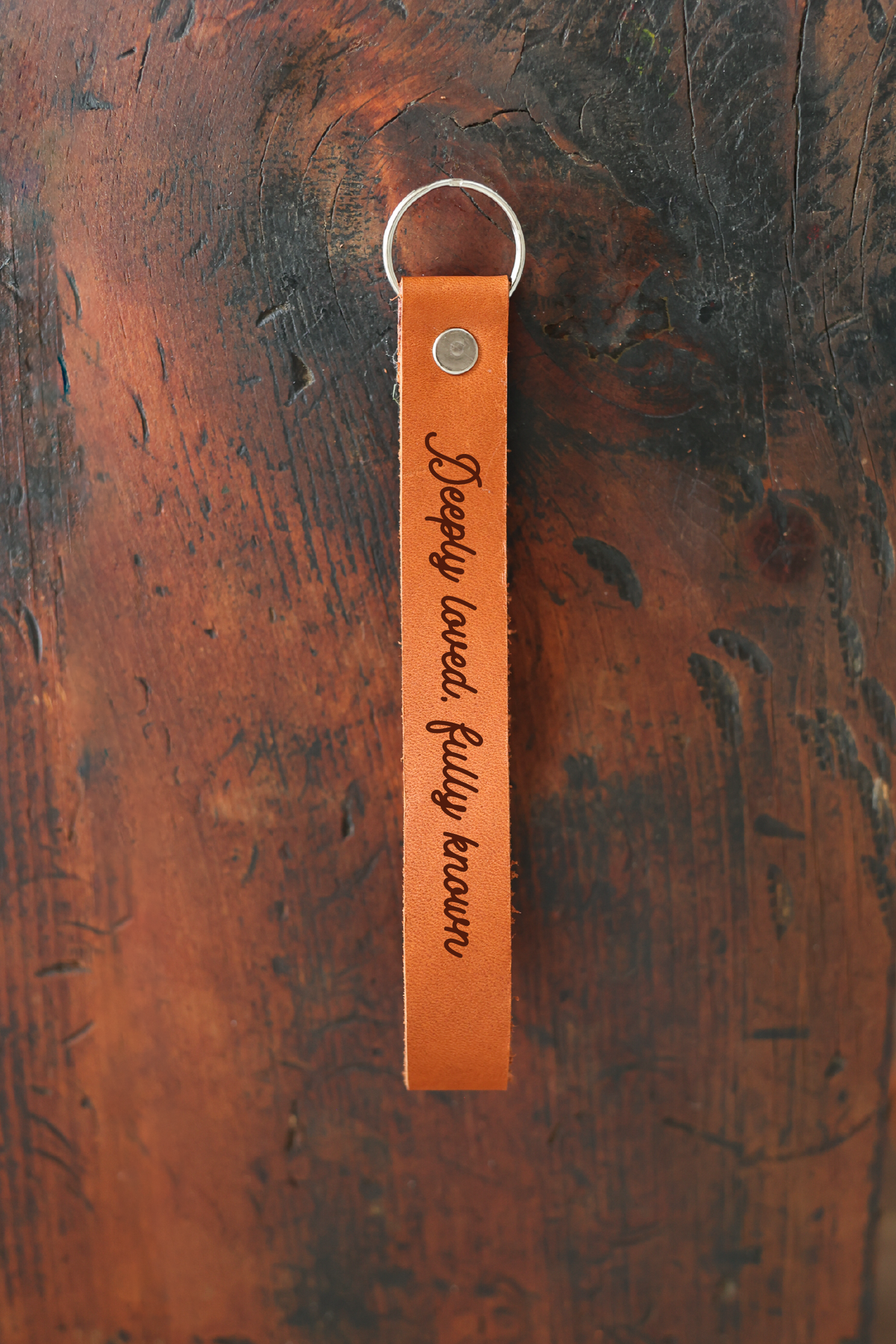 Deeply Loved, Fully Known Wristlet Engraved Leather