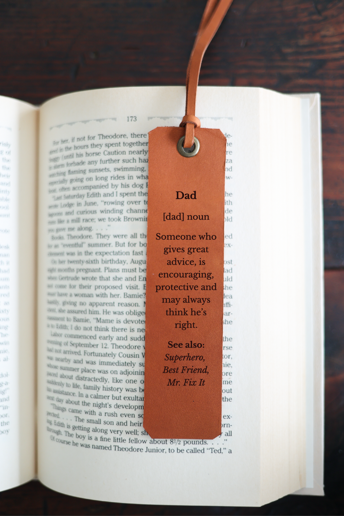 Father's Day Dad Definition Leather Bookmark