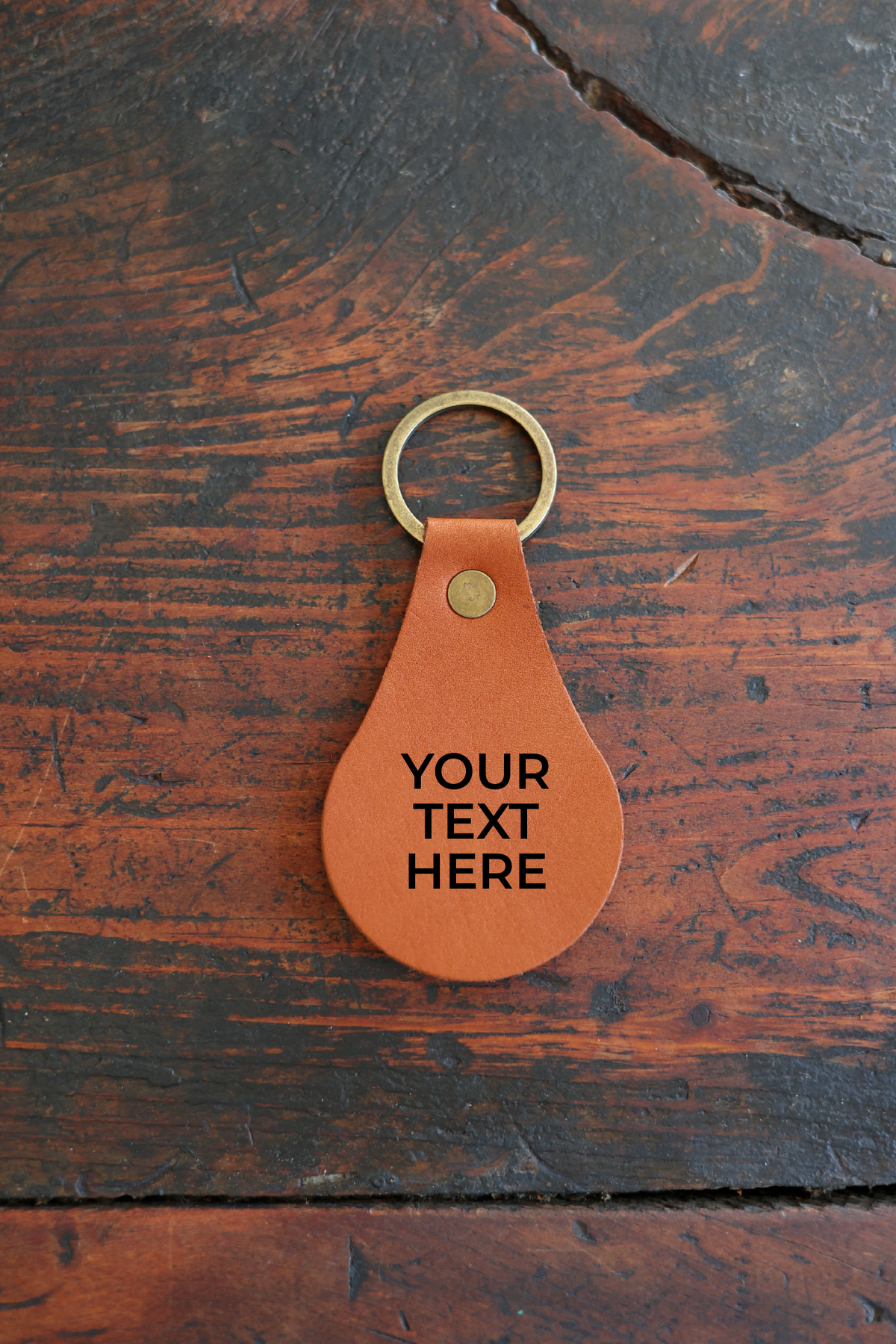 Custom Teardrop Leather Keychain